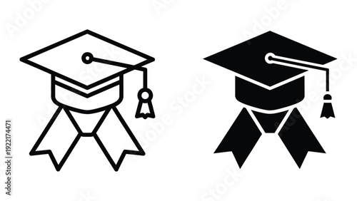 Graduation caps icon set