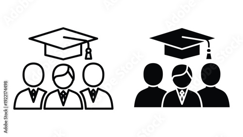 Graduation icons with graduates