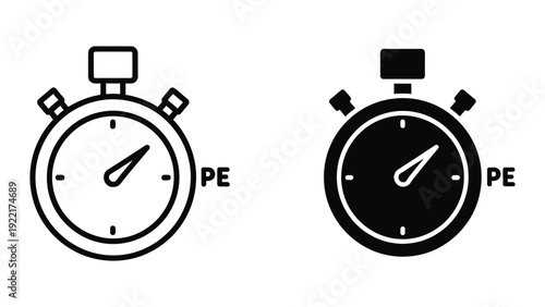 Stopwatch icons in black and white