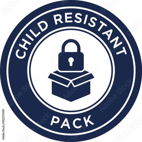 Child Resistant Packaging Icon with Lock - Safety Symbol for Products