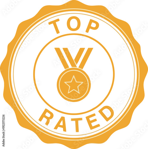 Premium Quality Top Rated Badge Icon for Awards and Recognition