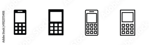 Four mobile phone icons, two filled and two outlined for communication