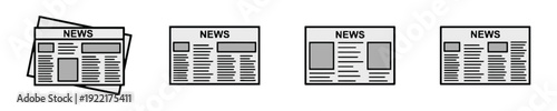Four newspaper icons showing news and articles