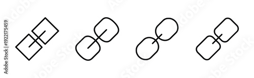 Four outline icons representing link connection symbol in varied styles