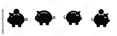 Four piggy bank icons representing savings and money