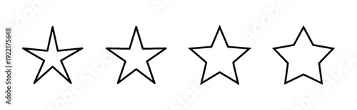 Four star rating icons in outline style showing increasing size or filled status