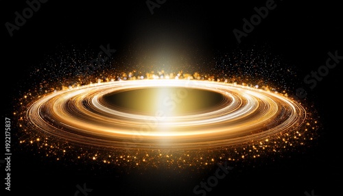 Glowing Golden White Halo Light Effects With Sparkles Isolated On A Transparent Background Celestial Light Ring Effect