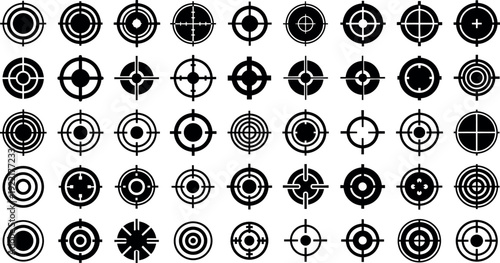Collection of unique black and white target icons