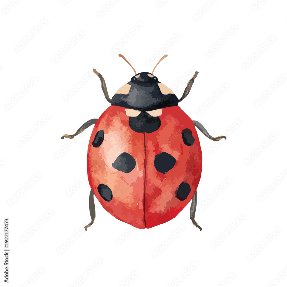 Fototapeta premium Vibrant Red Ladybug Illustration Cute Garden Insect.