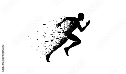Side View Runner Particle Explosion Effect Vector Illustration Isolated on White Background