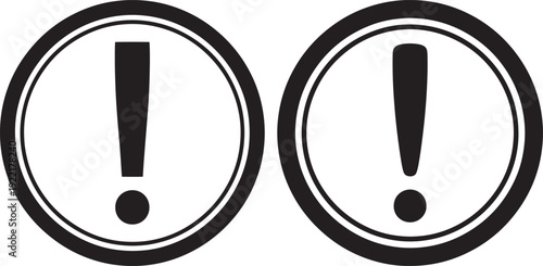 Two bold black exclamation marks inside circles on a white background, conveying urgency, warning, or important information.
