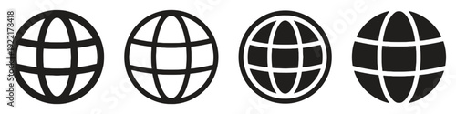 Globe icons representing internet and global connection