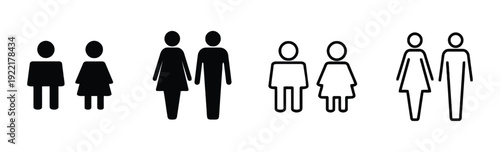 Gender icons showing male and female figures in solid and outline styles for people concept