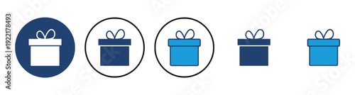 Gift box icons set different styles and colors simple flat design elements