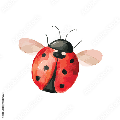 Vibrant Watercolor Ladybug Illustration HandPainted Insect Art.