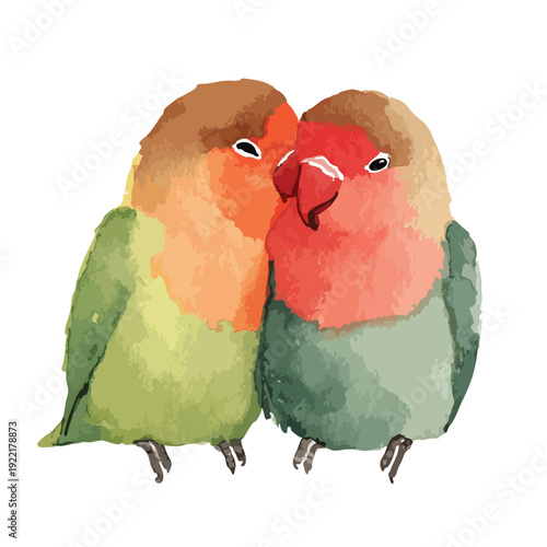 Vibrant Watercolor Lovebirds Couple Illustration.