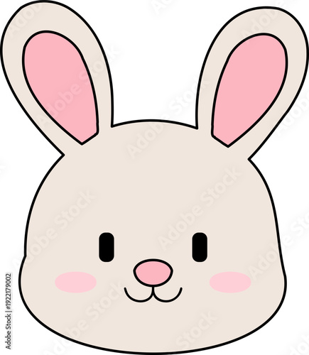 십이지 십이지신 12 동물 핑크와 아이보리 색상의 귀여운 캐릭터 토끼의 얼굴