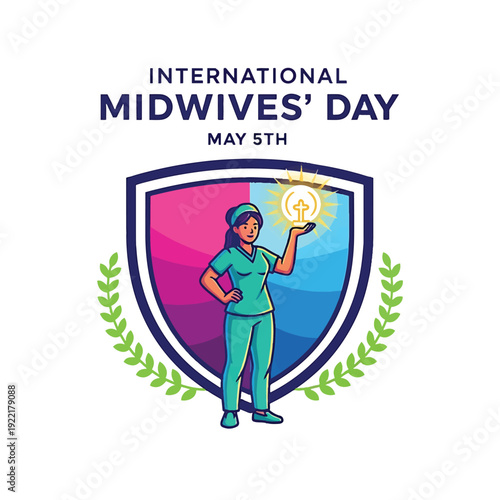 Midwives Day Shield Scene with Nurse Charismatic Figure