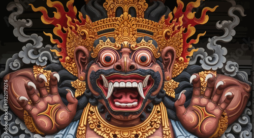 Barong tribal mask in Balinese tradition