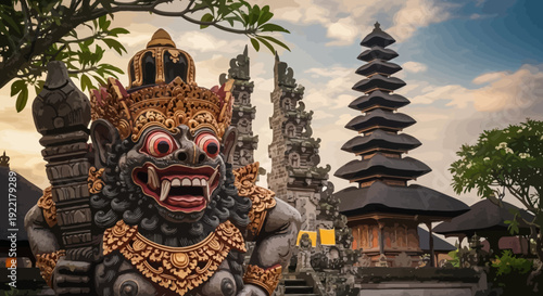Barong tribal mask in Balinese tradition