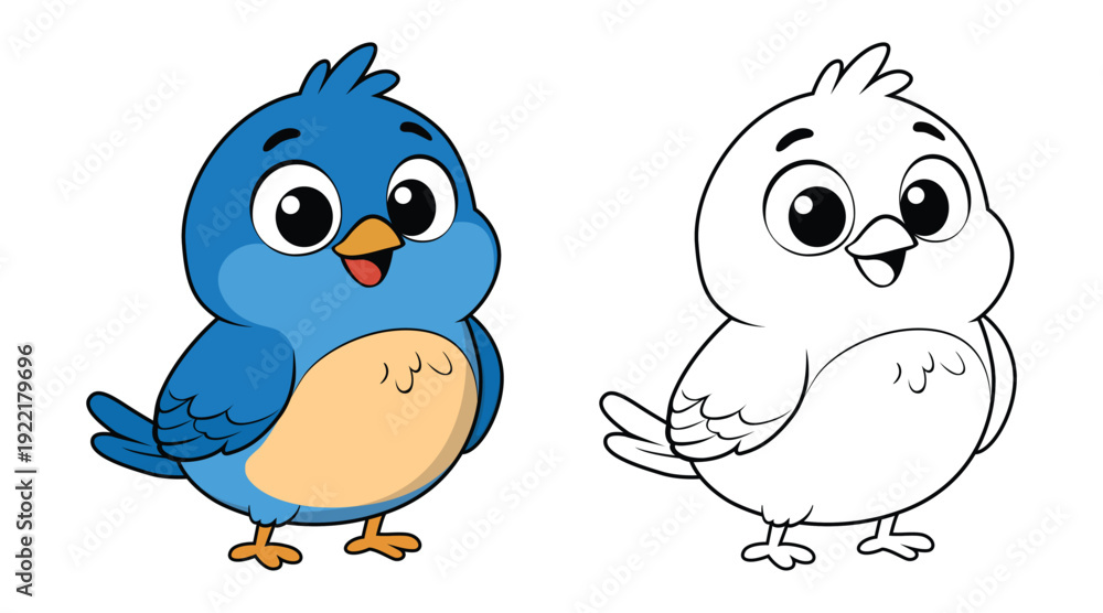 Obraz premium Cute Bird Cartoon Coloring Page For Kids. Animal Coloring Book Printable Illustration. illustration of a Bird.