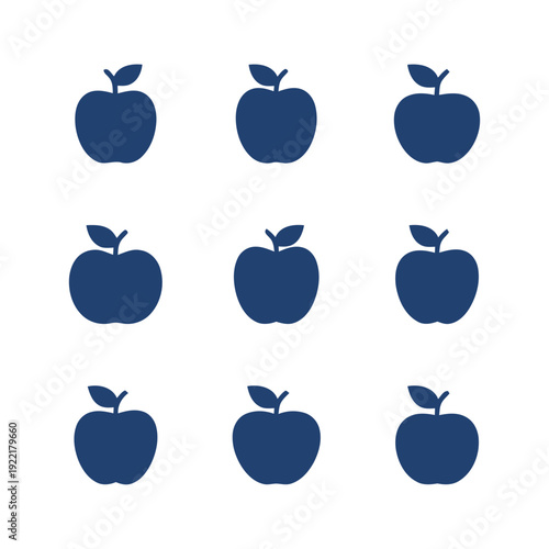 Group of apple icons for healthy food, education, or fruit related concepts