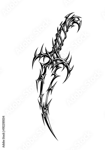 Dark fantasy sword with spikes.