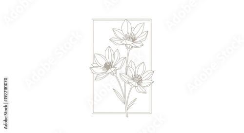 Three Flower Buds with Rectangular Frame