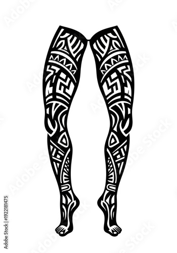 Tattooed Legs Body Art Design.