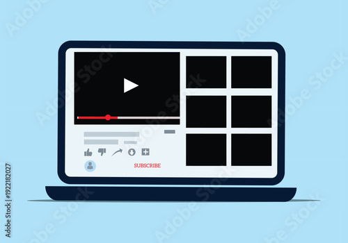 Laptop Screen Displaying Video Player Interface