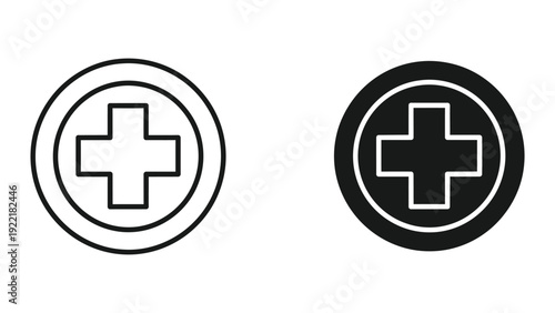 Medical Cross in Circle Icon Vector for Healthcare and First Aid Symbols