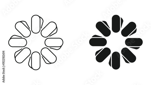 Loading Spinner Icon: Circular Animation Element in Outline and Solid Styles, Graphic Design Resource