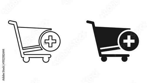Double Plus Sign Shopping Cart Icon - Add Multiple Items or Features