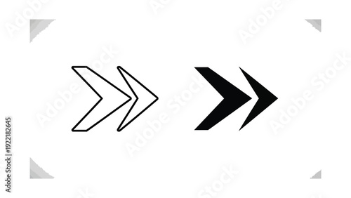 Double Fast Forward Right Arrow Vector Icons: Outline & Solid Media Player Symbols
