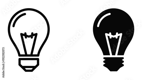 Light bulb icon, idea and innovation concept, outline and solid fill vector illustration