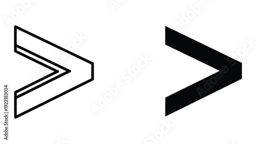 Greater than symbol in outline and solid black vector