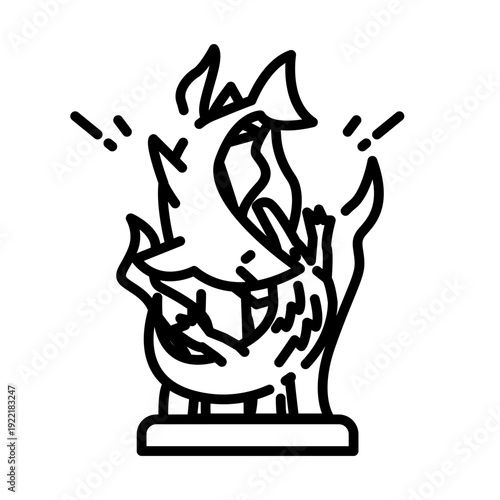 Surabaya City Landmark Statue Icon in Minimalist Line Art Style