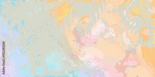 Abstract pastel watercolor wash with blended orange pink and blue hues