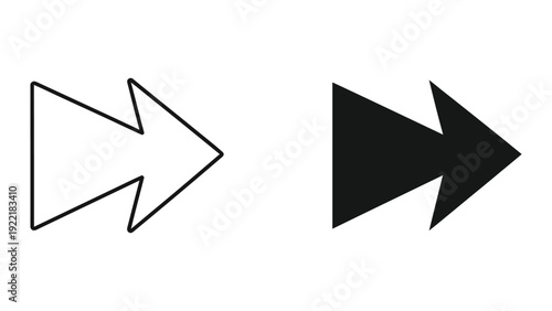 Forward Arrow Icon - Outline and Solid Black Vector