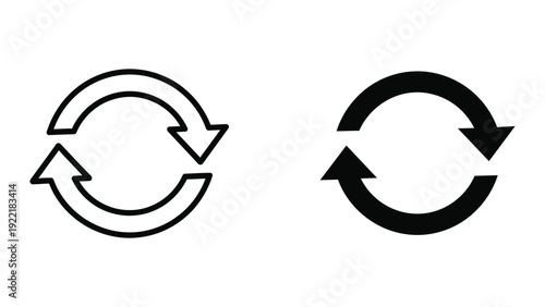 Refresh and Sync Circular Arrow Icons in Minimalist Vector Style