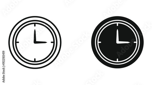 Analog Wall Clock Vector Icons for Time and Schedule Design