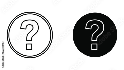 Question Mark Icon Set: Outline and Filled Circles for Inquiry and Doubt