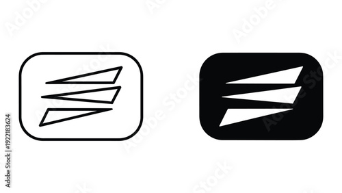 Abstract Three Triangle Icon in Rounded Rectangle for Speed, Motion, and Progress