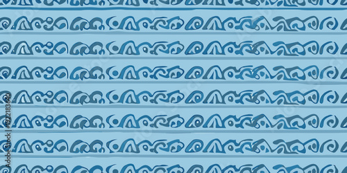 Abstract blue wave pattern with repeating horizontal lines