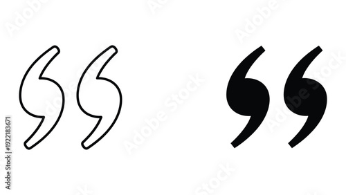 Double Quote Marks and Text Citation Speech Icons