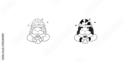 Girl  set icon with white background vector stock illustration