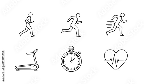 Running Exercise Outline Icon – Fitness and Movement Vector Illustration