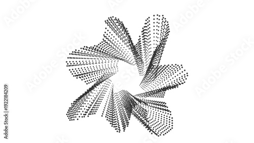 Abstract dotted geometric art forming a rotational pattern.