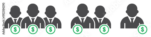 Group of people icons with dollar signs indicating business finance investment and teamwork