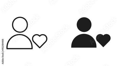 User Profile with Heart Icon - Favorite Person or Social Media Engagement
